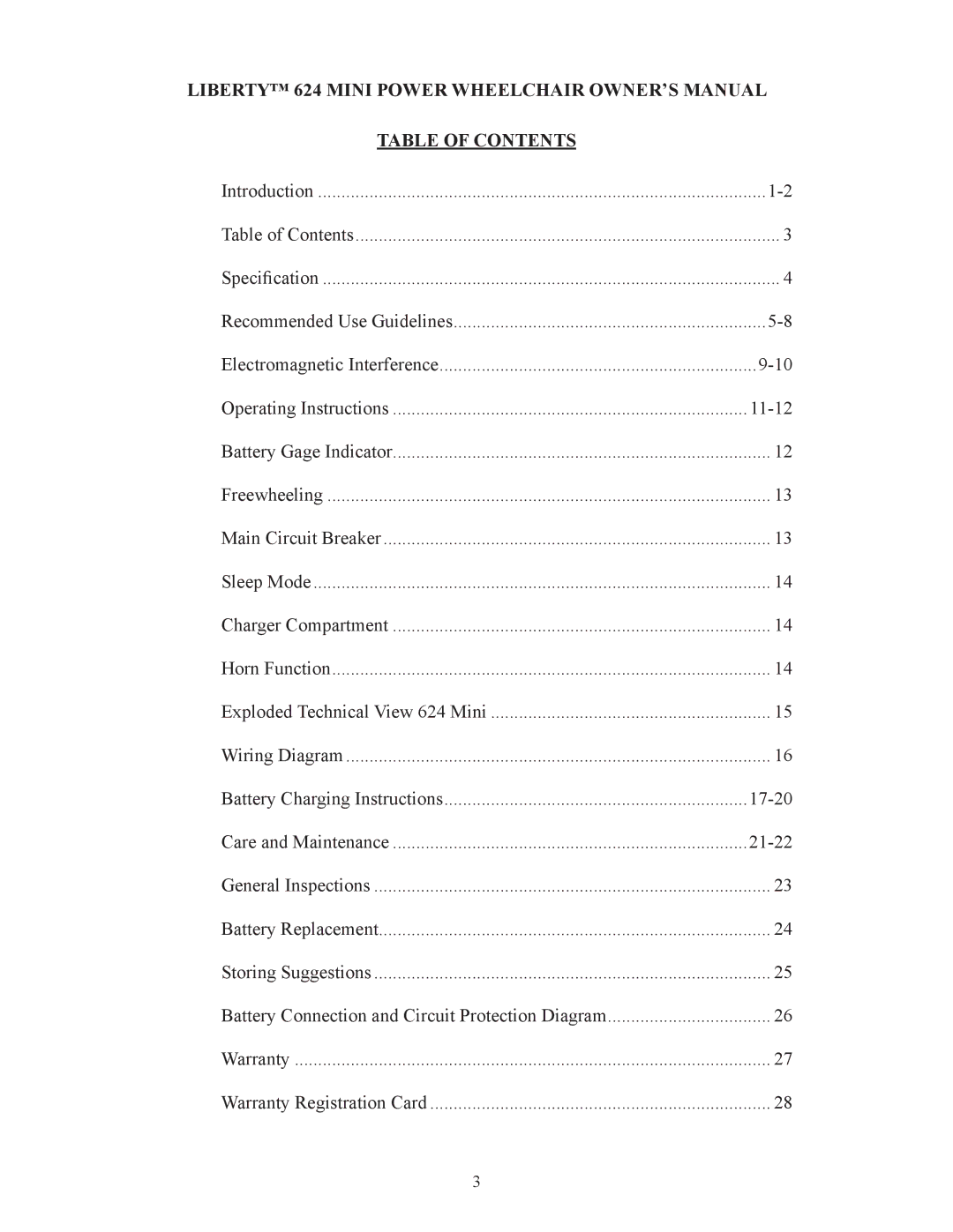 Eagle Home Products LIBERTYTM 624 owner manual Table of Contents 