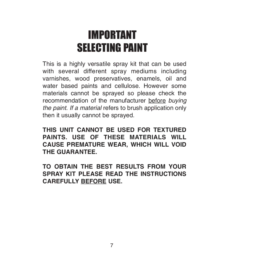 Earlex 3000 operating instructions Selecting Paint 