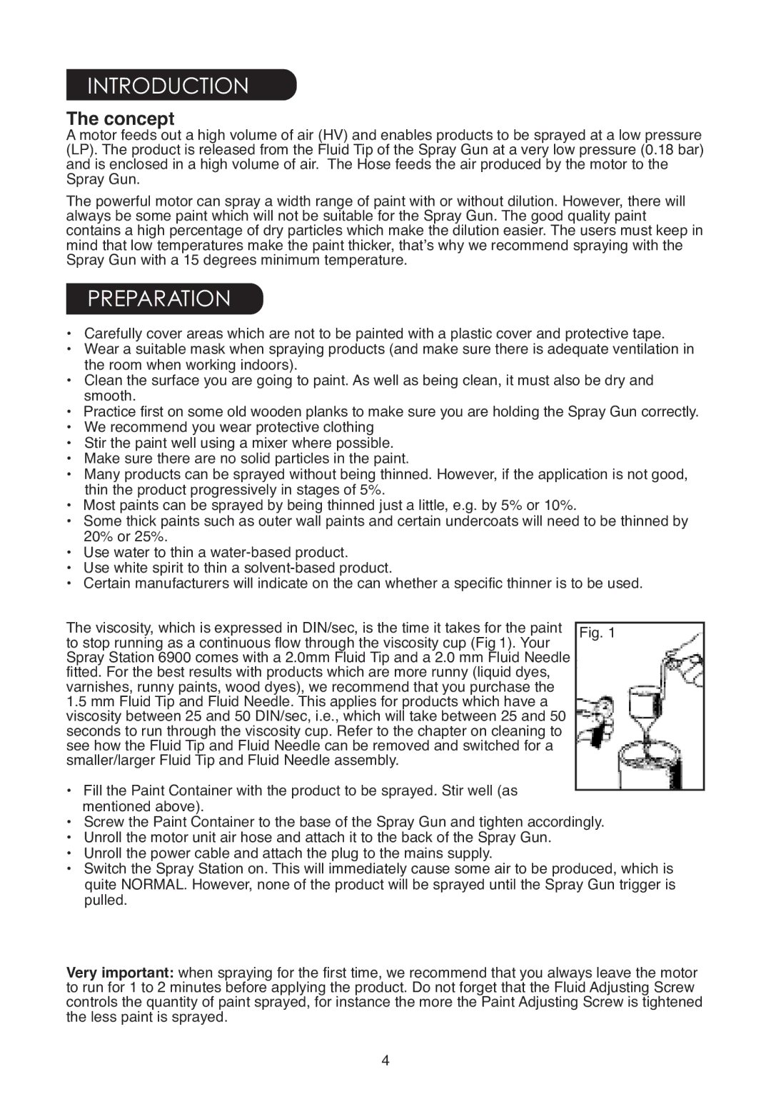 Earlex 6900 instruction manual Introduction, Preparation 