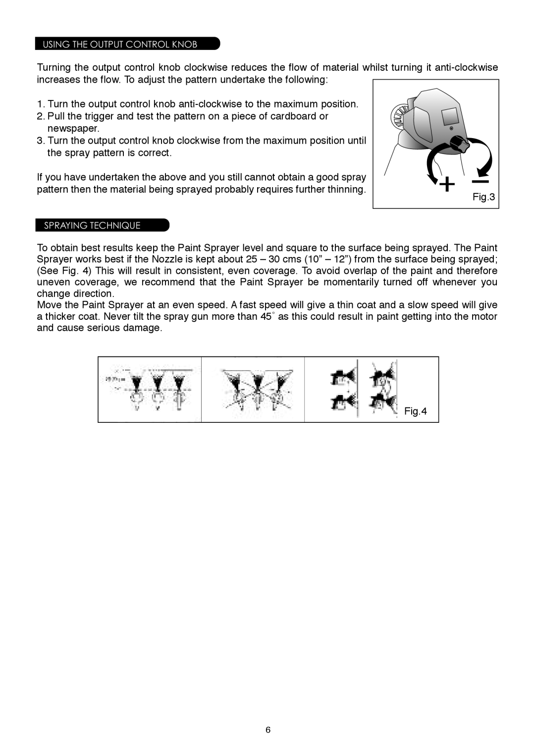 Earlex ASG55 operating instructions Using the Output Control Knob 