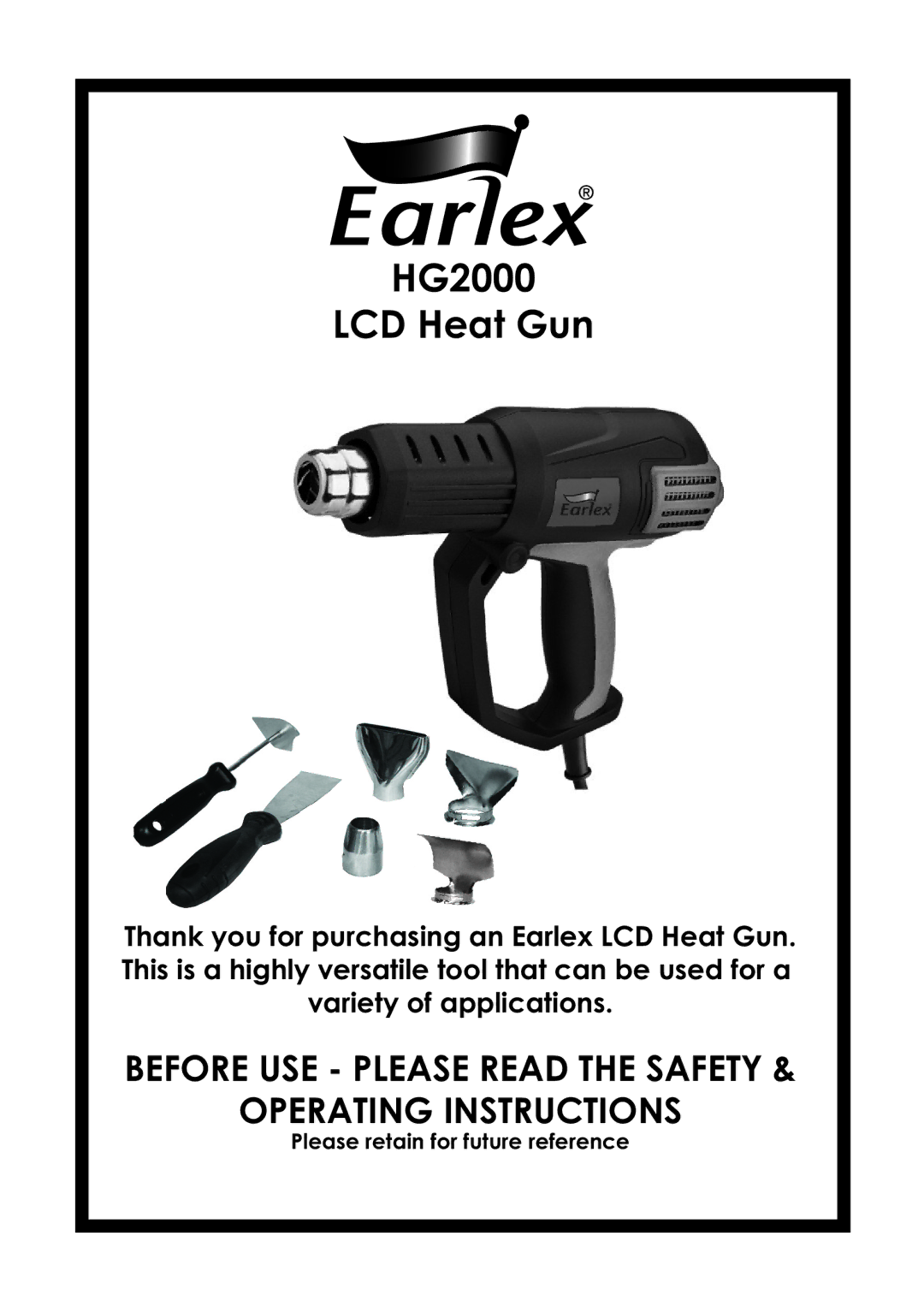 Earlex operating instructions HG2000 LCD Heat Gun 