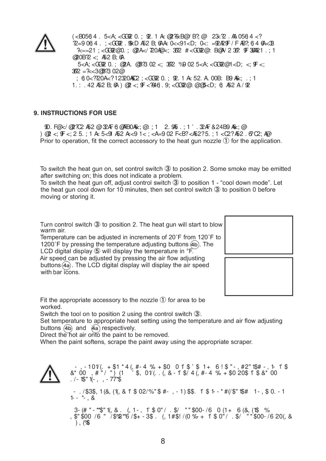 Earlex HG2000 operating instructions Instructions for USE, Switching on and OFF 