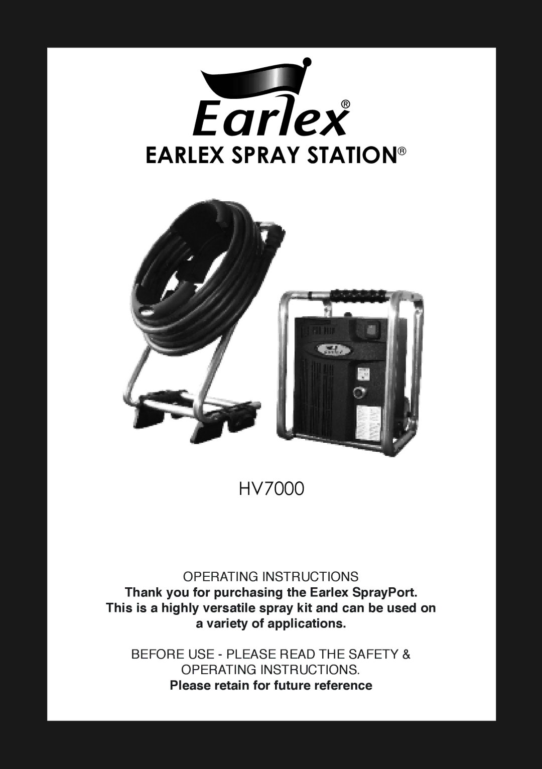 Earlex HV7000 operating instructions Earlex Spray Station 