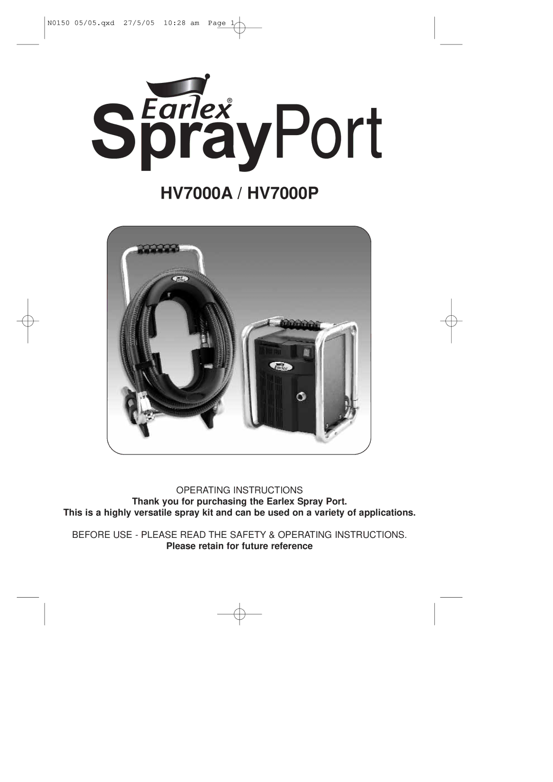 Earlex operating instructions HV7000A / HV7000P 