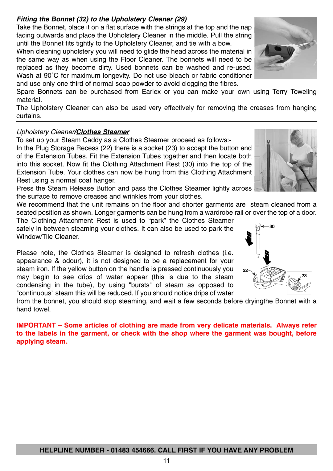 Earlex IS2000 manual Fitting the Bonnet 32 to the Upholstery Cleaner 