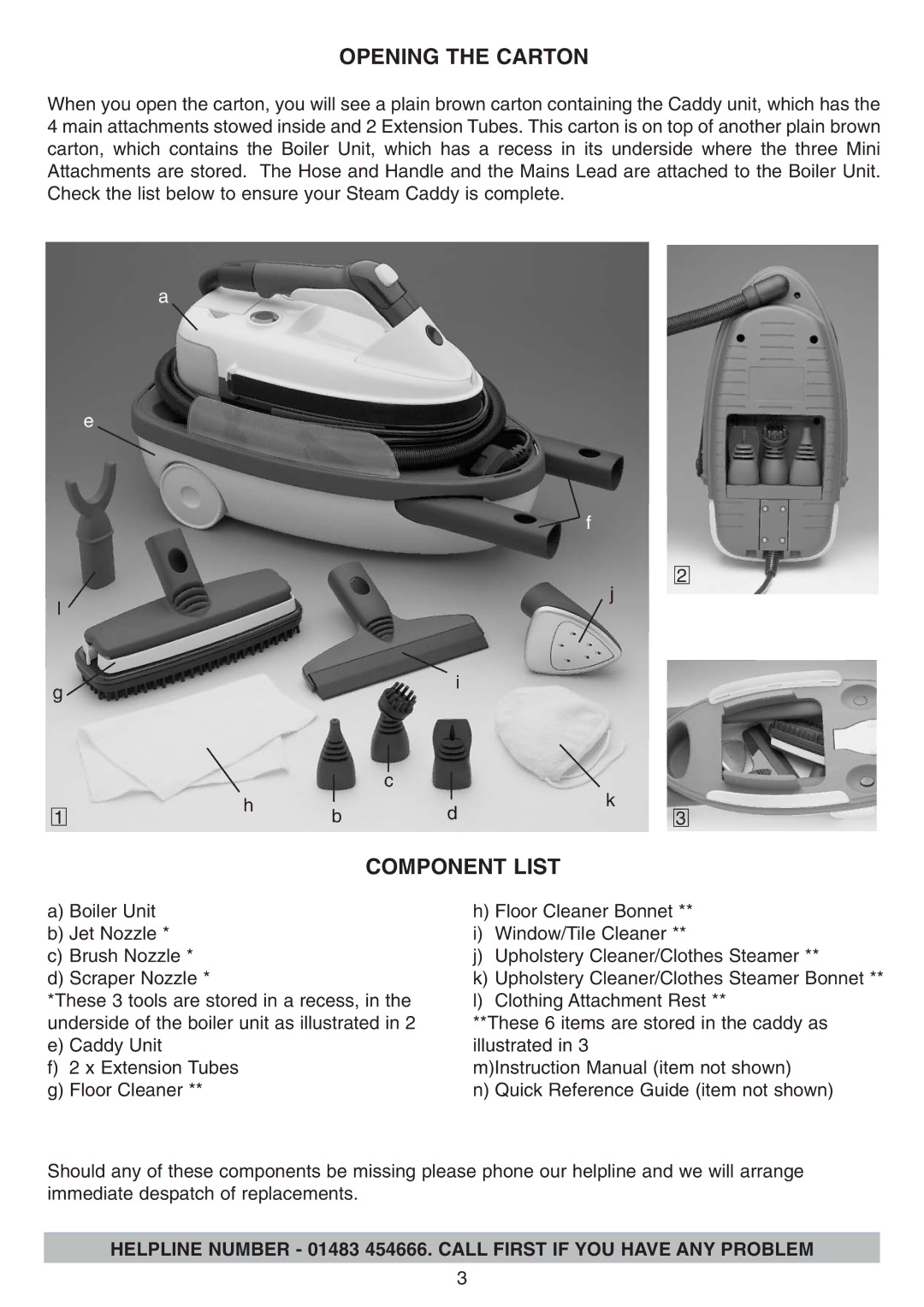 Earlex IS2000 manual Opening the Carton, Component List 