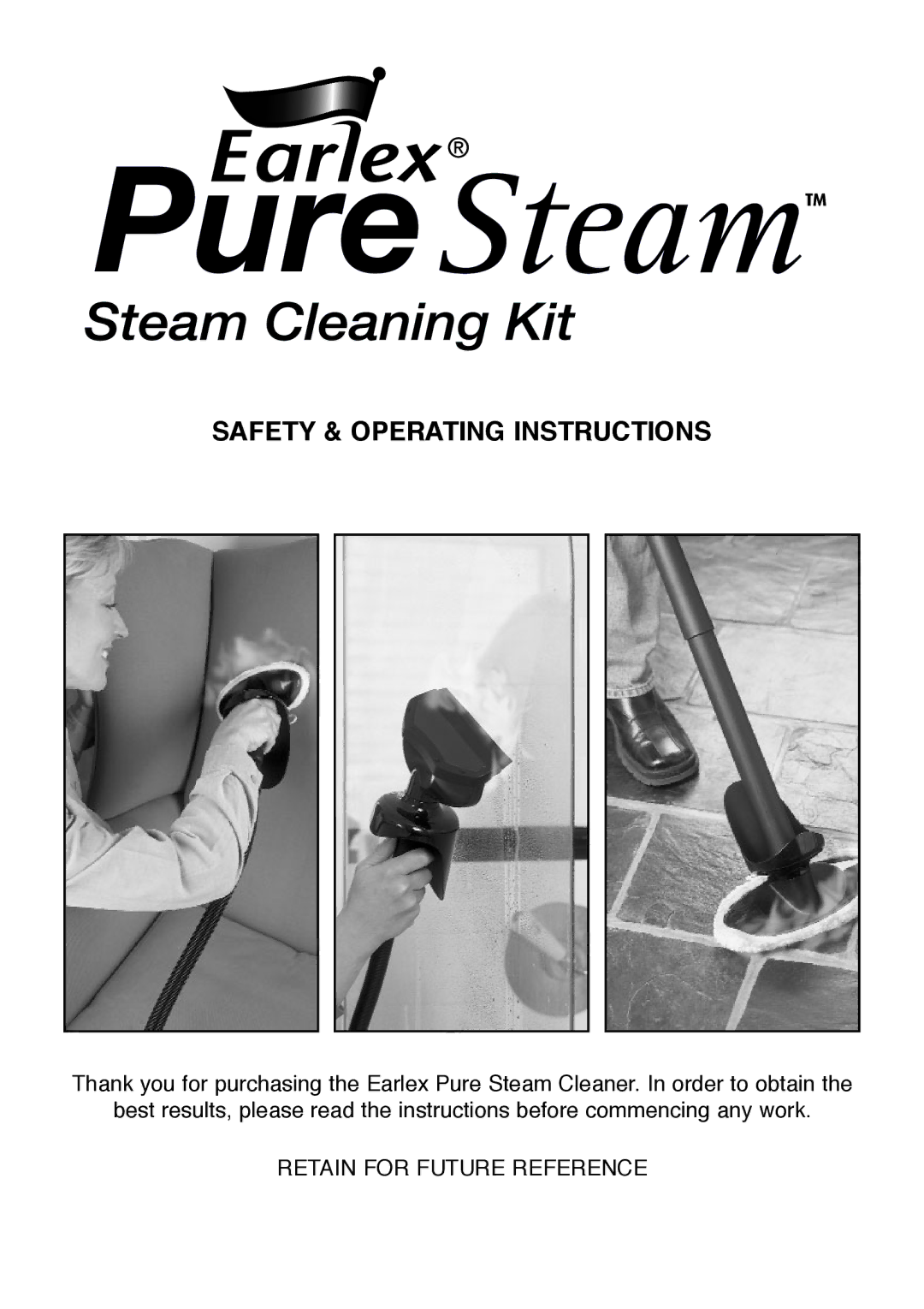 Earlex Pure Steam Cleaner manual Safety & Operating Instructions 