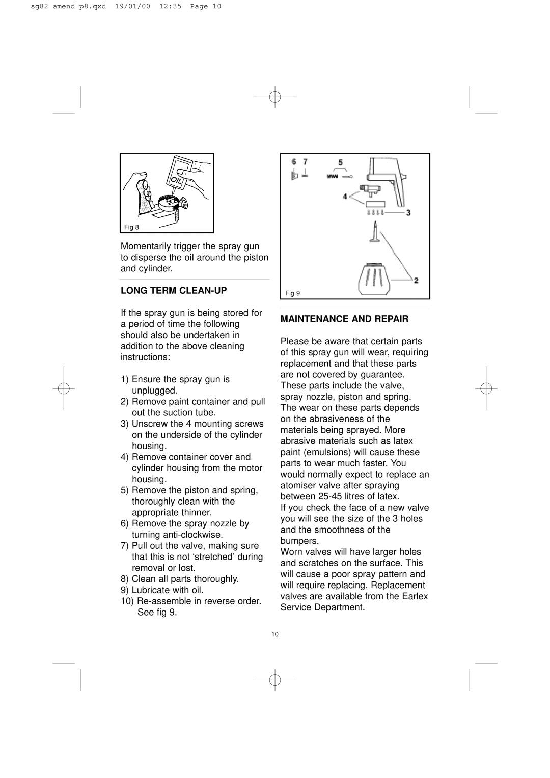 Earlex SG85 operating instructions Long Term CLEAN-UP, Maintenance and Repair 