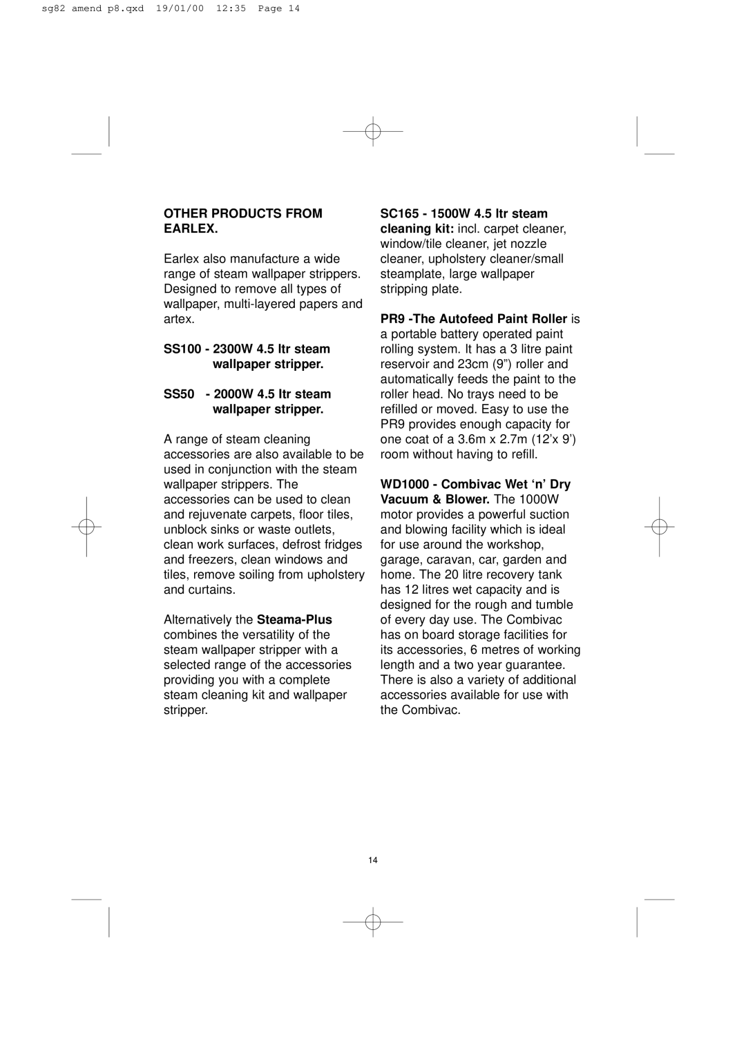 Earlex SG85 operating instructions Other Products from Earlex 