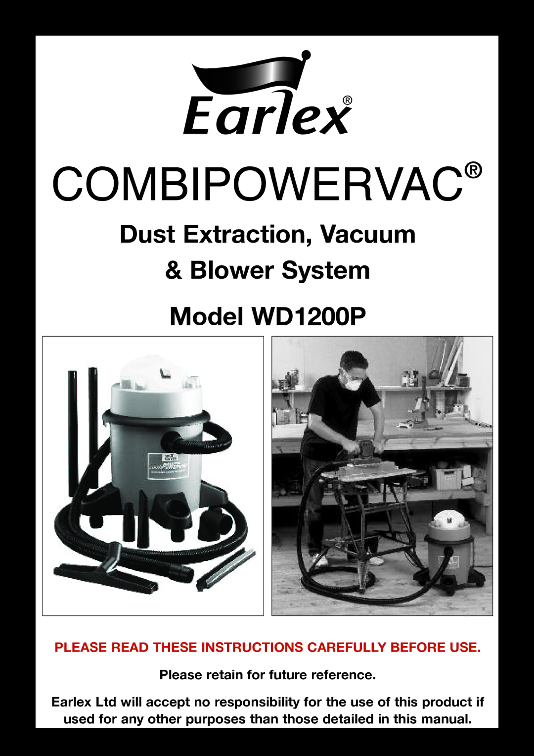 Earlex WD1200P manual Combipowervac 