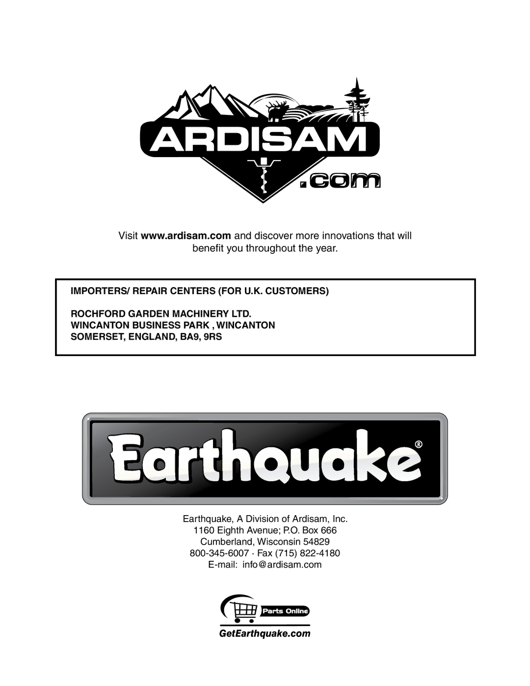 EarthQuake 3365PSCE, R3355H, MODEL 3365PS, MODEL 3365KPS, 3365B, MODEL 3365CE manual Benefit you throughout the year 