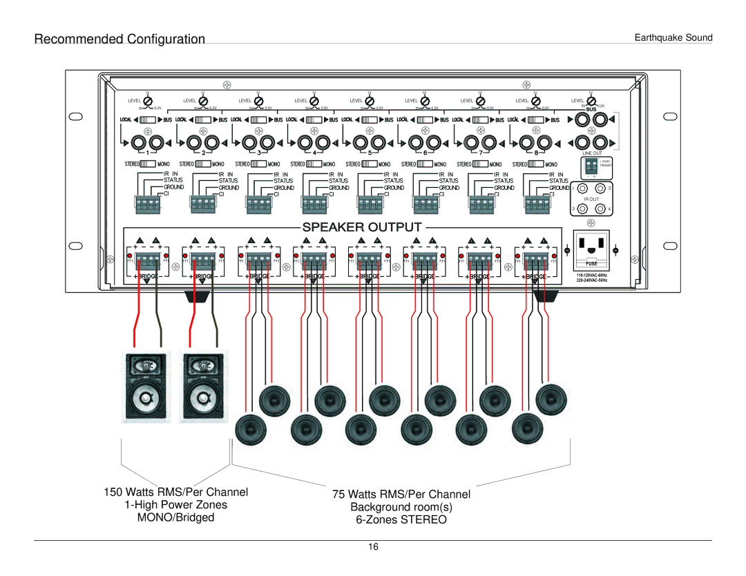 Earthquake Sound 16IR user manual Recommended Configuration, Speaker Output 