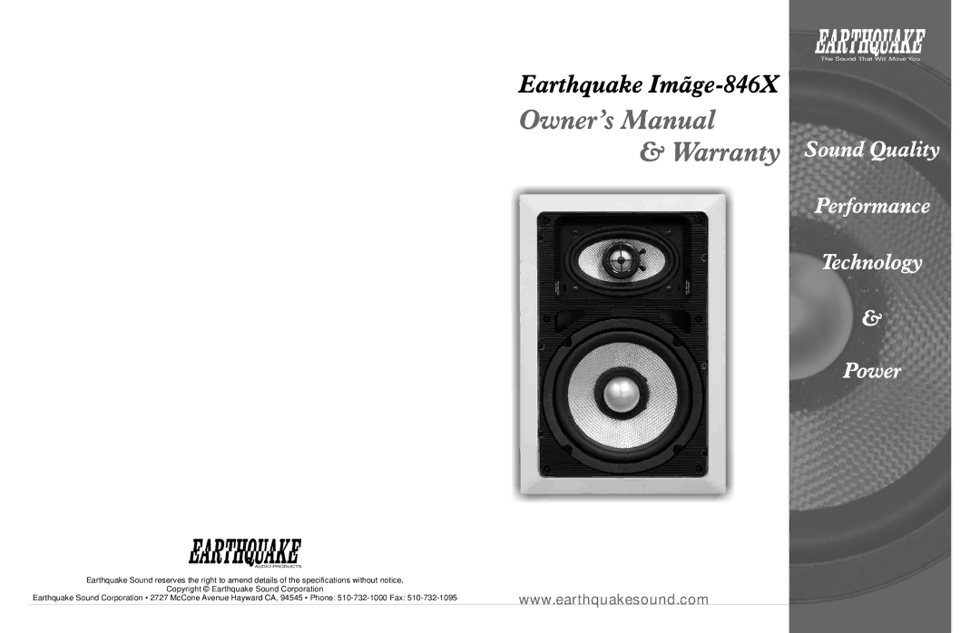 Earthquake Sound 846X specifications Sound That Will Move You 