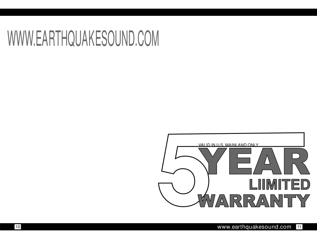 Earthquake Sound AWS-502 owner manual Valid in U.S. Mainland only 