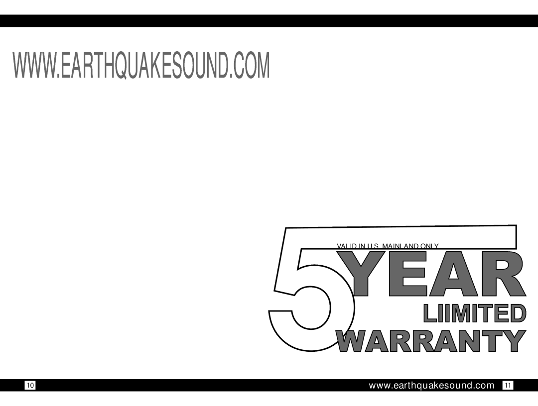 Earthquake Sound AWS-502 owner manual Valid In U.S. Mainland Only 