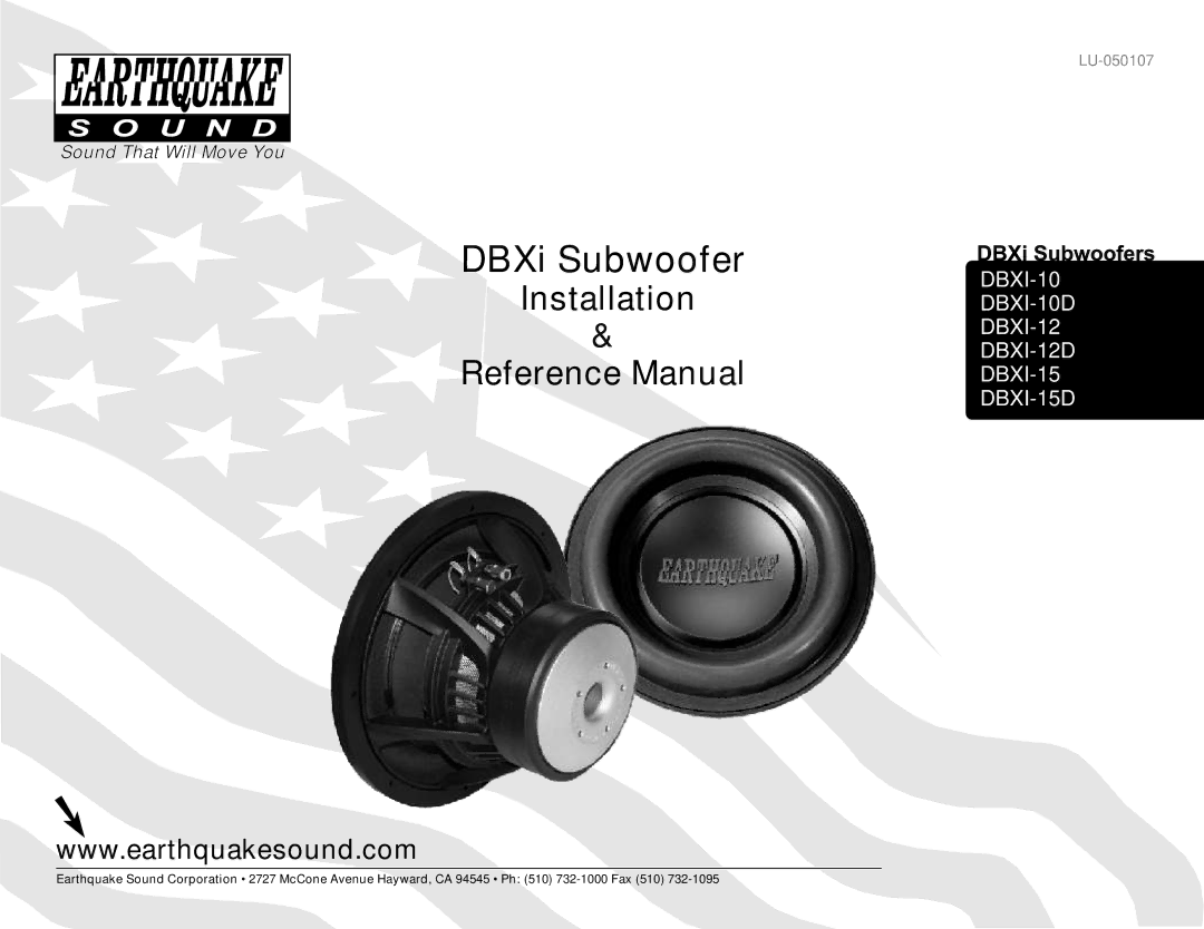 Earthquake Sound DBXI-10D, DBXI-15D, DBXI-12D manual DBXi Subwoofer 