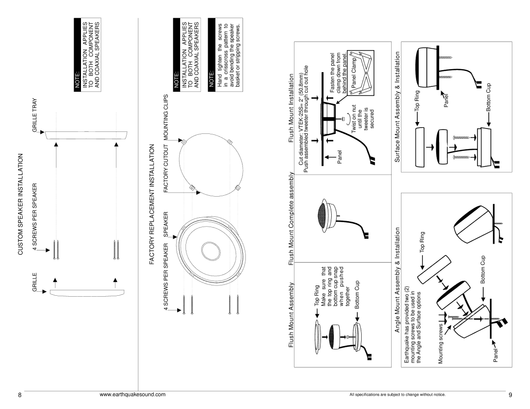 Earthquake Sound F5.25 Custom Speaker Installation, Factory Replacement Installation, Angle Mount Assembly & Installation 