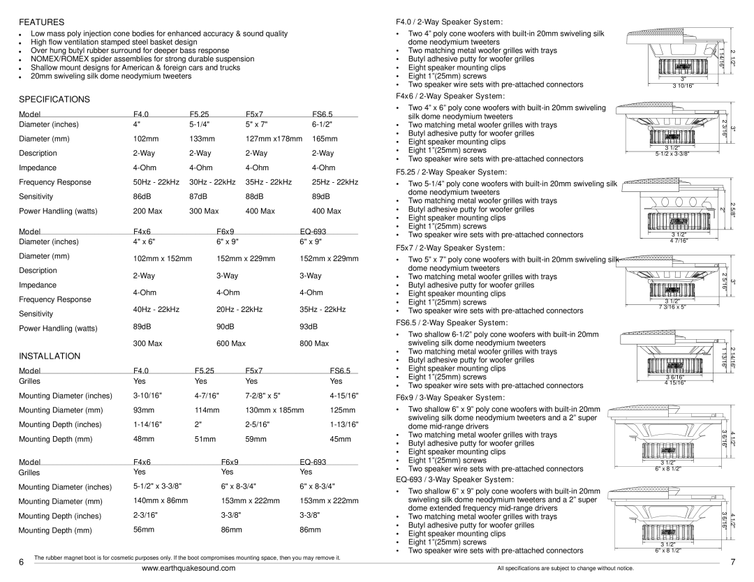 Earthquake Sound Focus owner manual Installation 