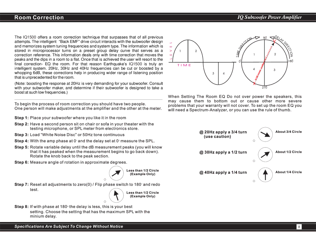 Earthquake Sound IQ1500 manual Room Correction 