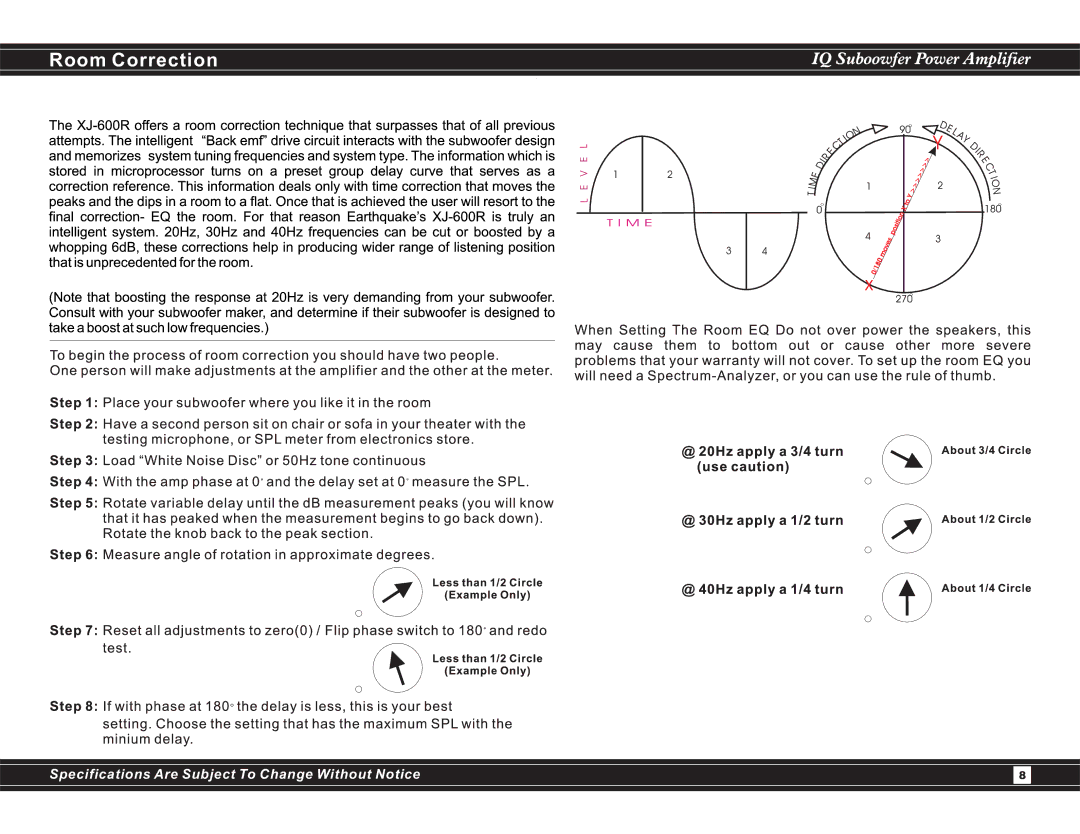 Earthquake Sound IQ600 user manual Room Correction 