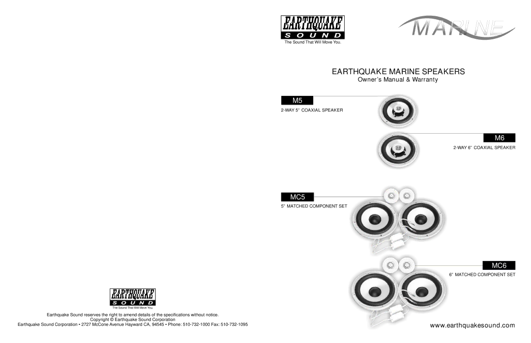 Earthquake Sound MC6 specifications Marine 