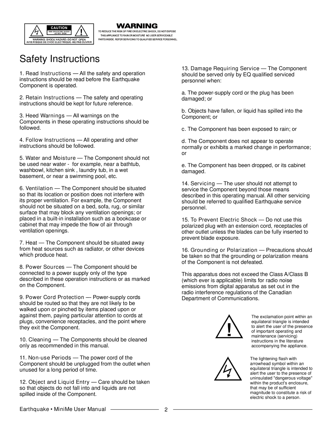 Earthquake Sound P8 manual Safety Instructions 