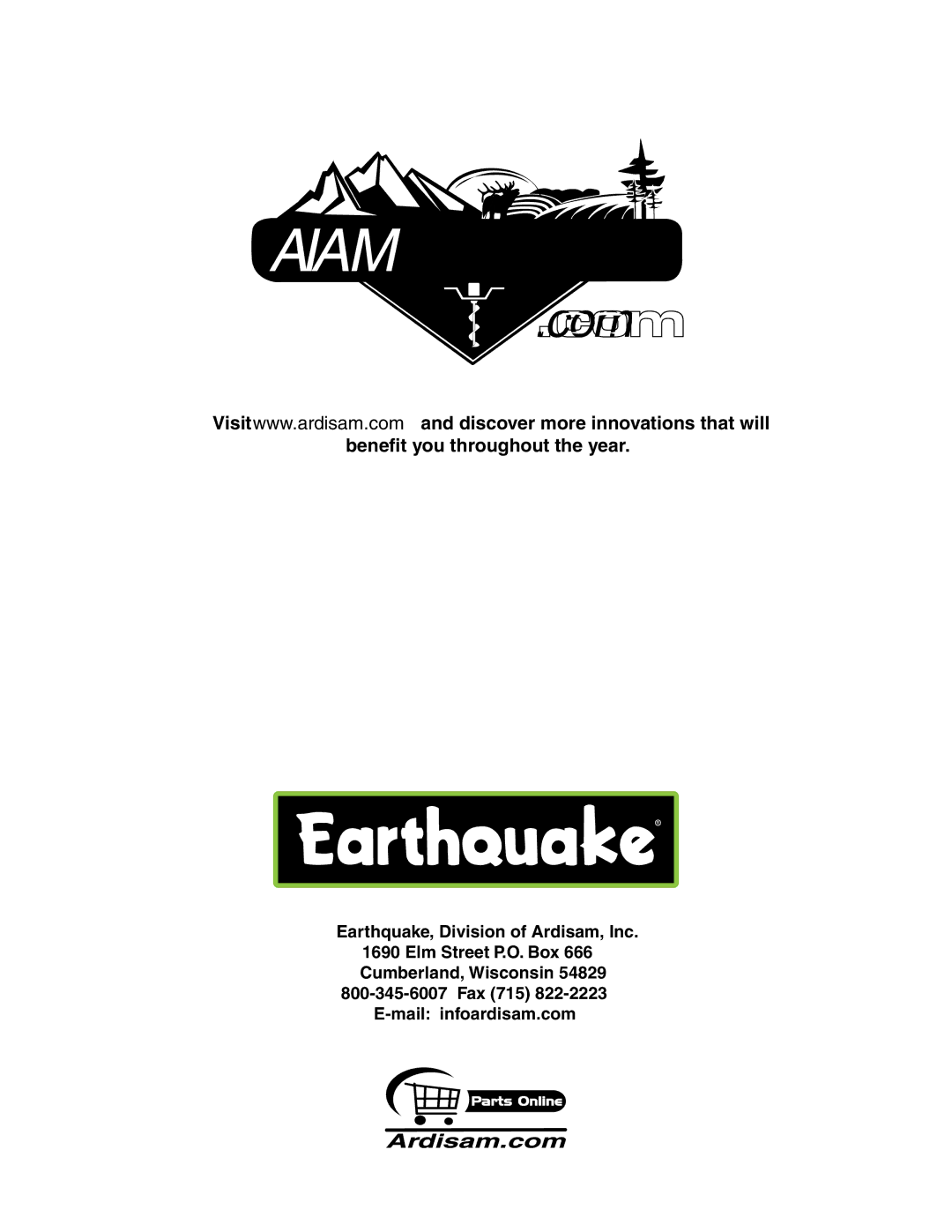 Earthquake Sound ROTOTILLERS operating instructions Ardisam 