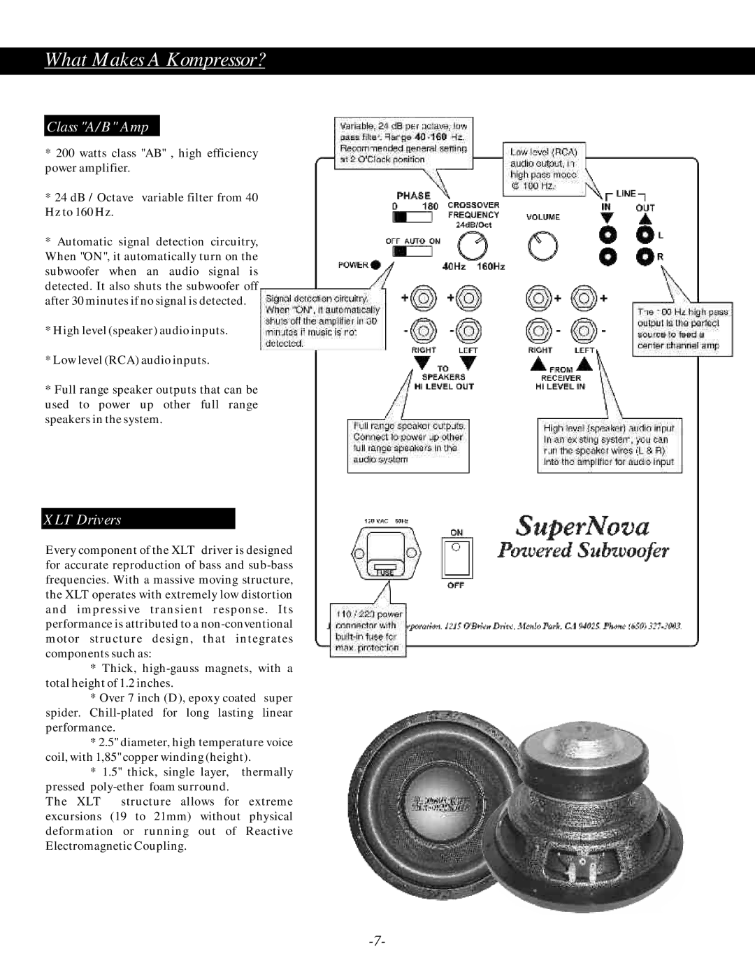 Earthquake Sound S-12, S-10 operation manual What Makes a Kompressor?, Class A/B Amp 