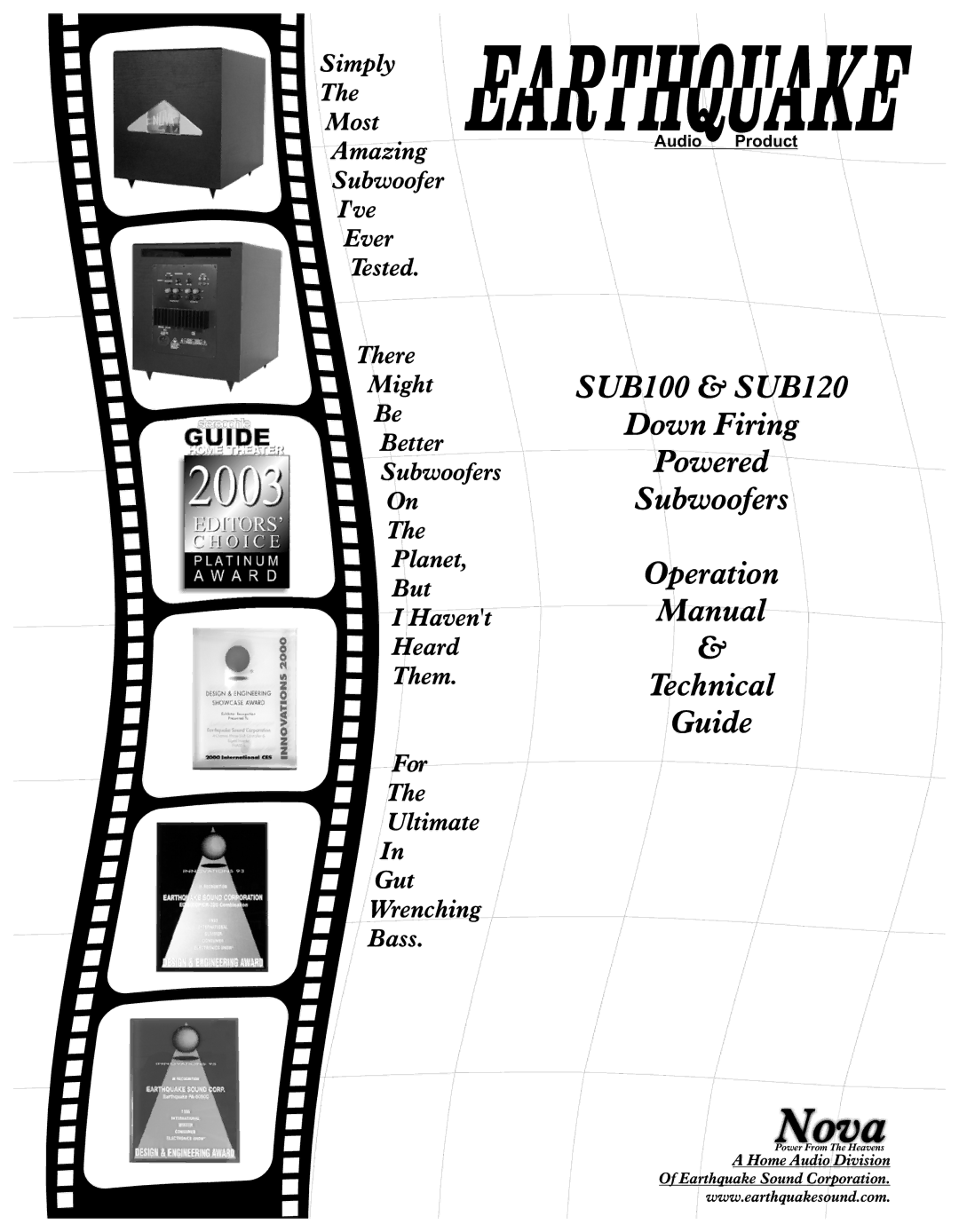 Earthquake Sound SUB120, SUB100 operation manual Nova 