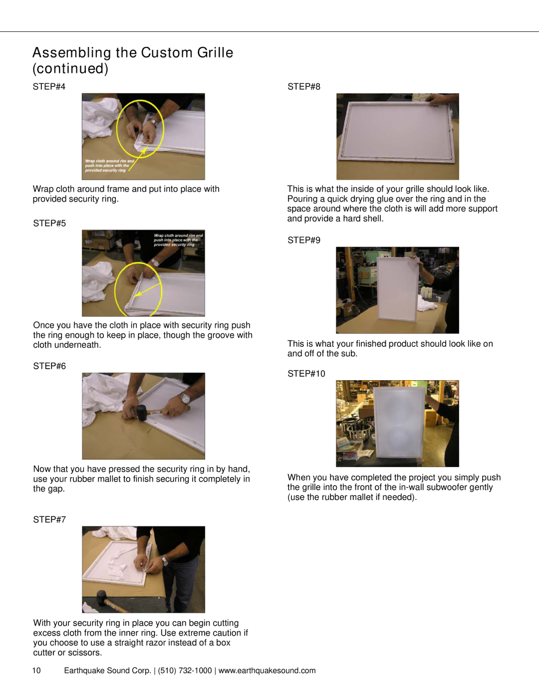 Earthquake Sound THOR IW--SUB10 user manual STEP#4 STEP#8, STEP#5, STEP#7, STEP#9, STEP#10 