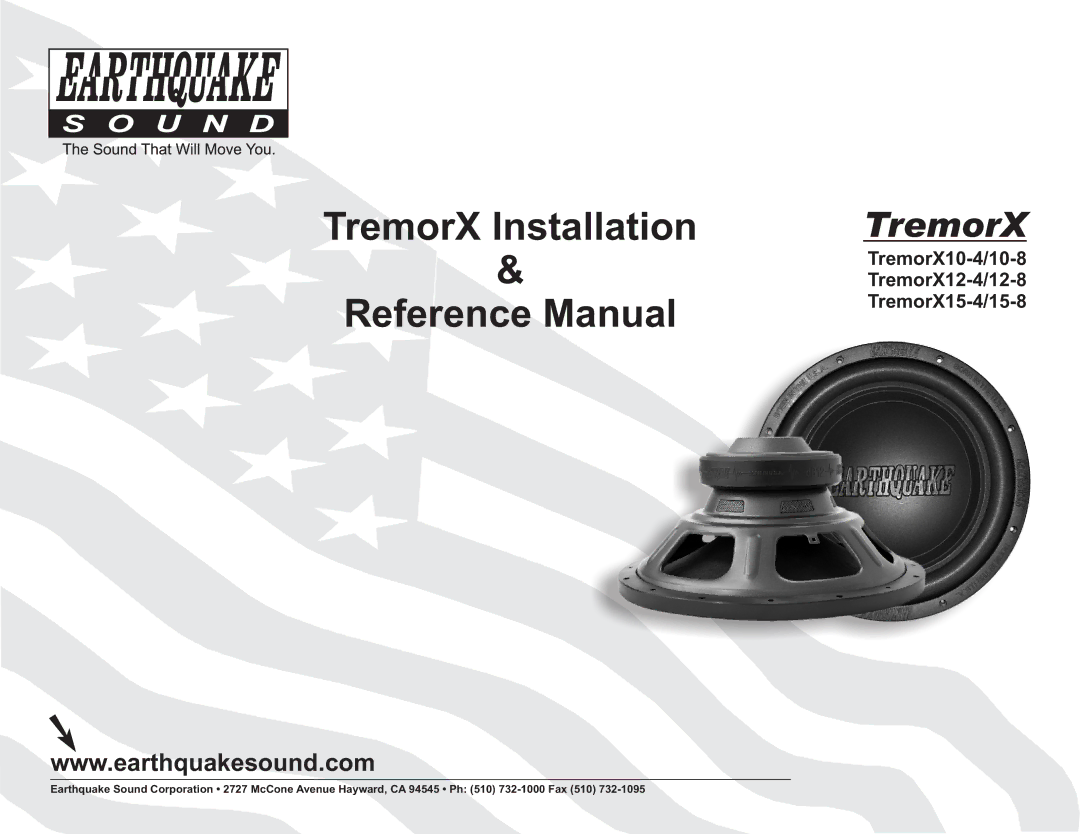 Earthquake Sound TREMORX15-4/15-8, TREMORX10-4/10-8, TREMORX12-4/12-8 manual TremorX Installation Reference Manual 