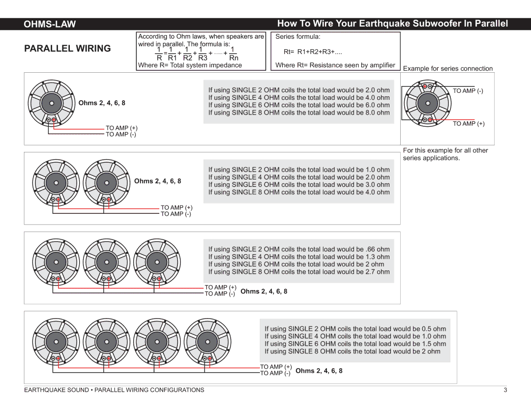 Earthquake Sound TREMORX10-4/10-8, TREMORX15-4/15-8, TREMORX12-4/12-8 manual Ohms-Law, Ohms 2, 4, 6 