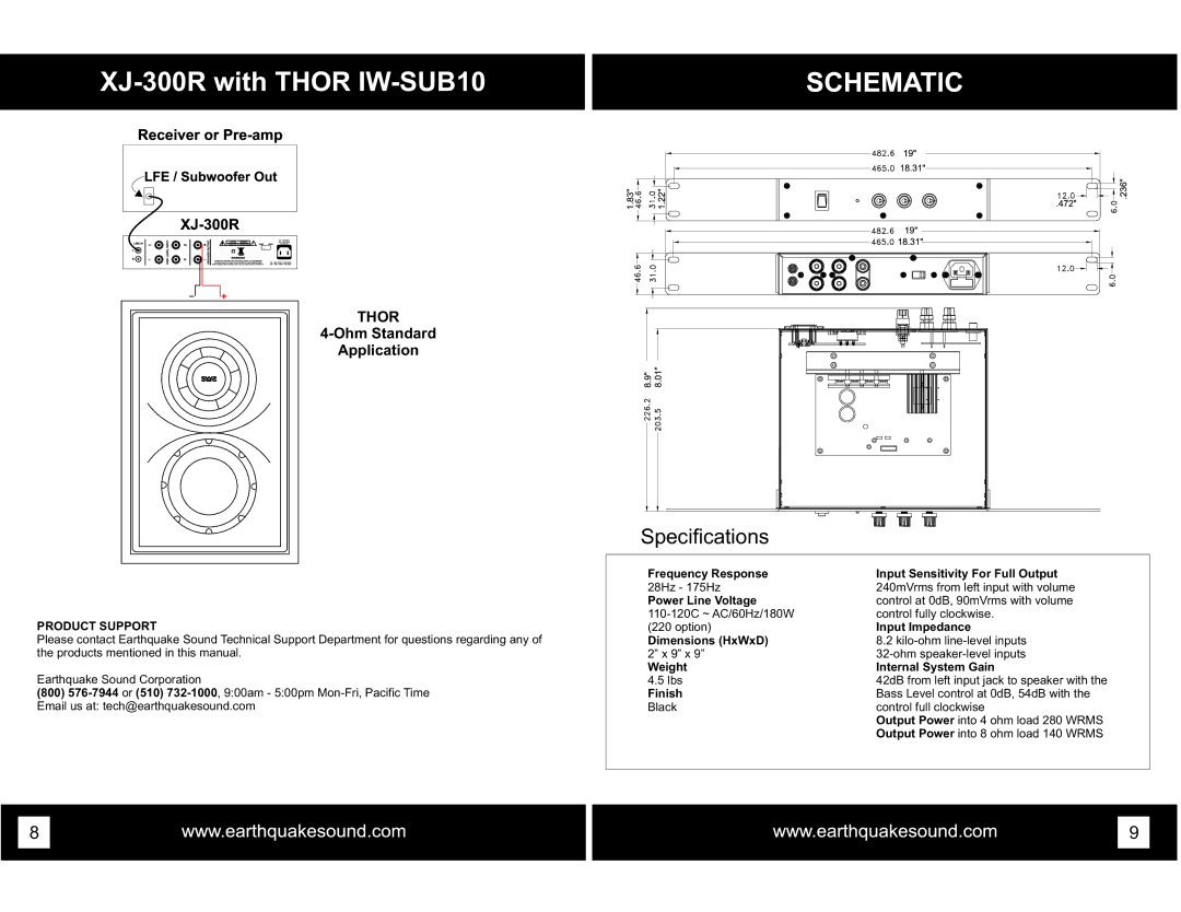 Earthquake Sound XJ-300R user manual Specifications 