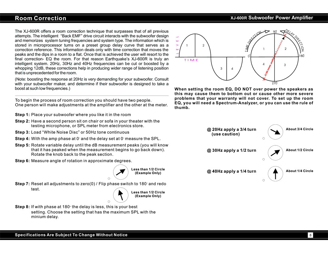 Earthquake Sound XJ-600R user manual Room Correction 