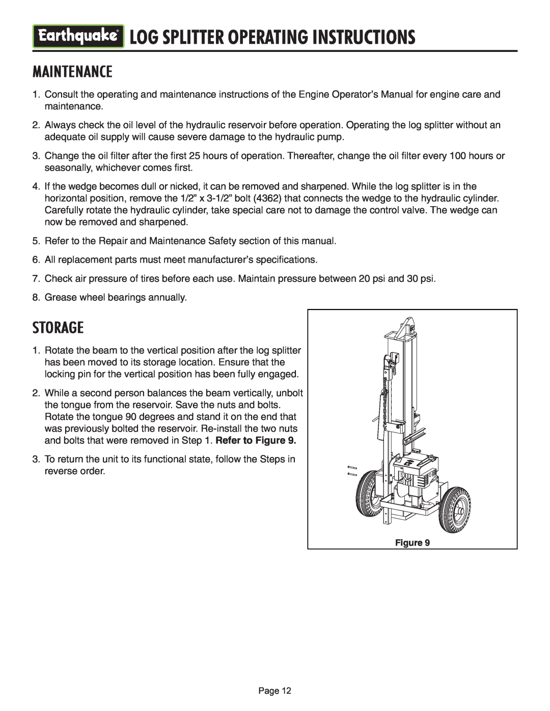 EarthQuake W2808, W2265 operating instructions Grease wheel bearings annually 