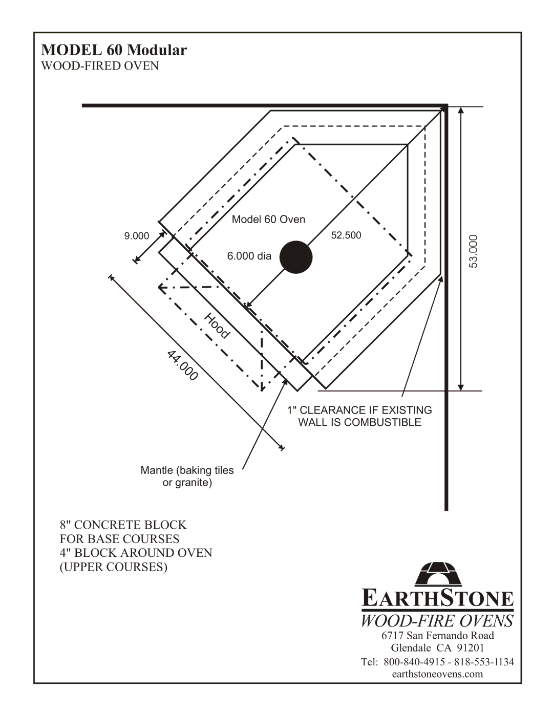 EarthStone 60 Modular installation instructions Clearance if Existing 