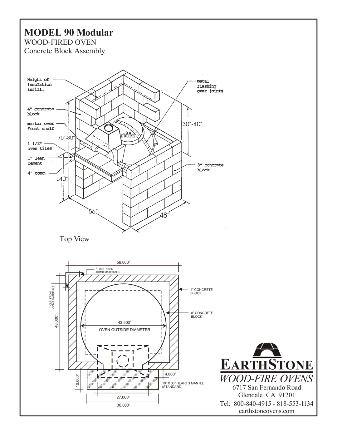 EarthStone 90 manual WOOD-FIRED Oven Concrete Block Assembly Top View 