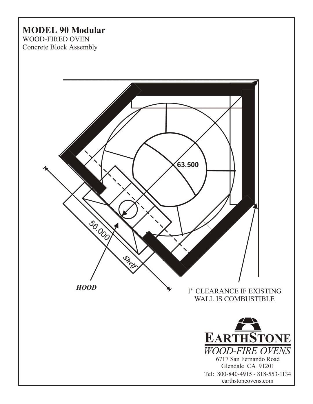 EarthStone 90 manual Earth Stone, Concrete Block Assembly, 63.500, Clearance if Existing 