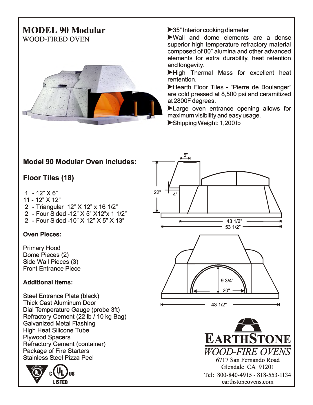 EarthStone manual Earthstone, Wood-Fire Ovens, MODEL 90 Modular, Wood-Fired Oven, earthstoneovens.com, Oven Pieces 
