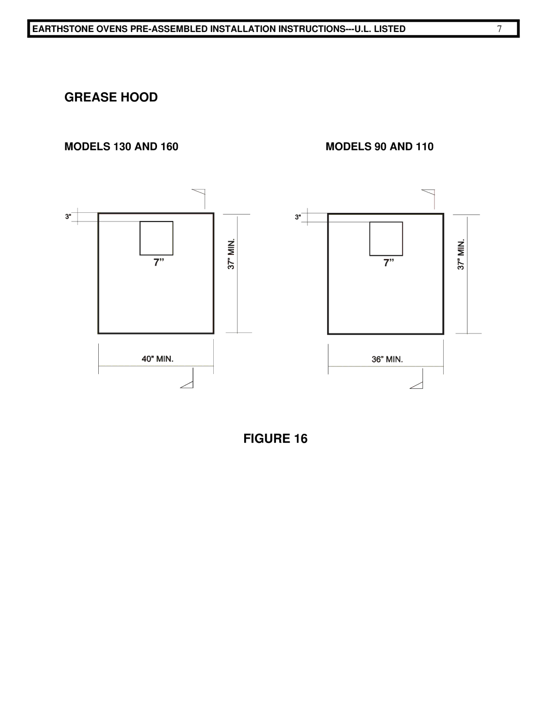 EarthStone woofire oven installation instructions Grease Hood 