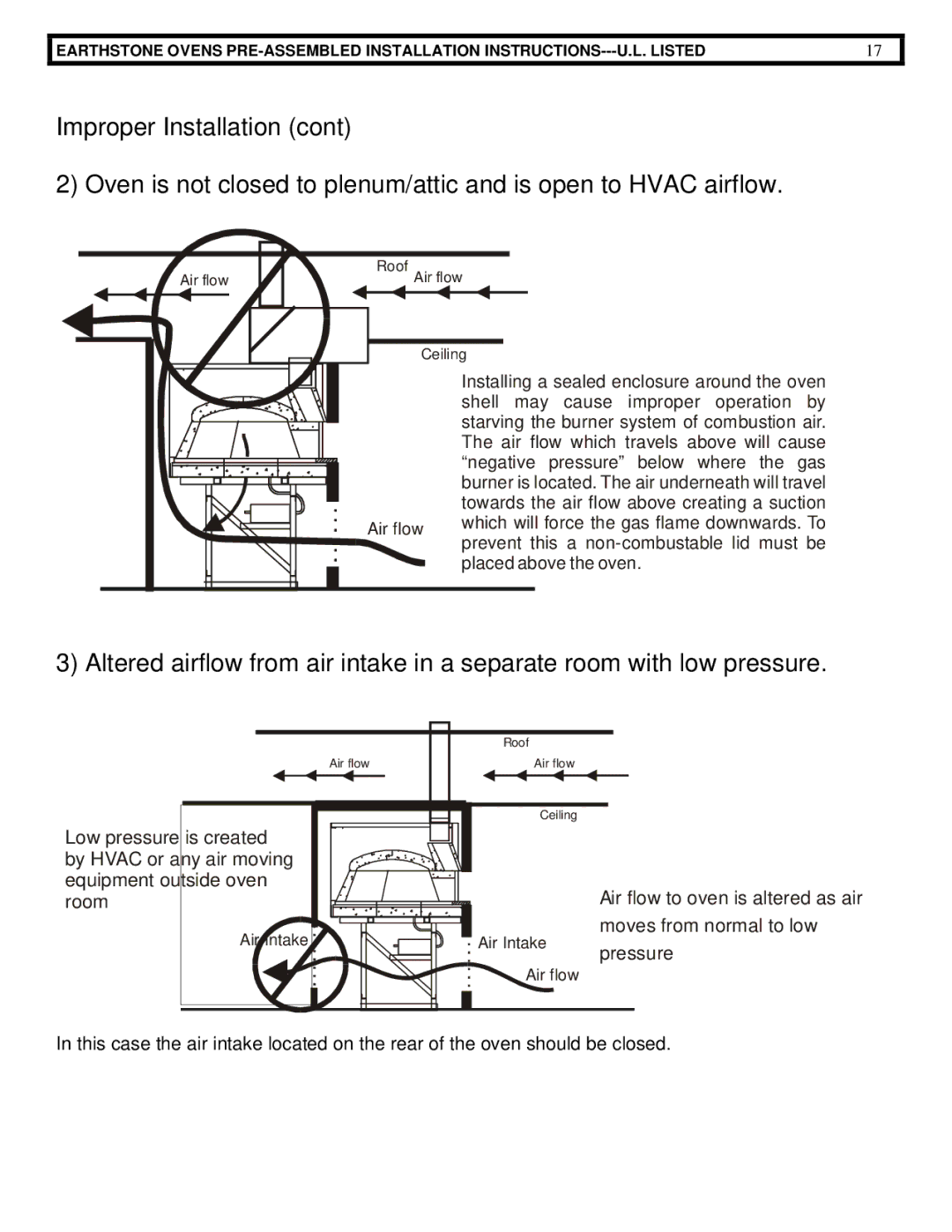 EarthStone woofire oven installation instructions Air 