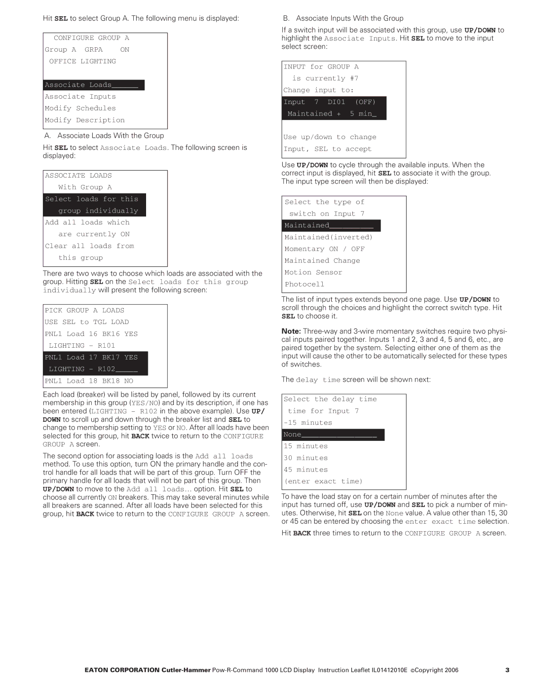 Eaton Electrical 1000 quick start Configure Group a, Office Lighting, Associate Loads, Pick Group a Loads, Lighting R101 