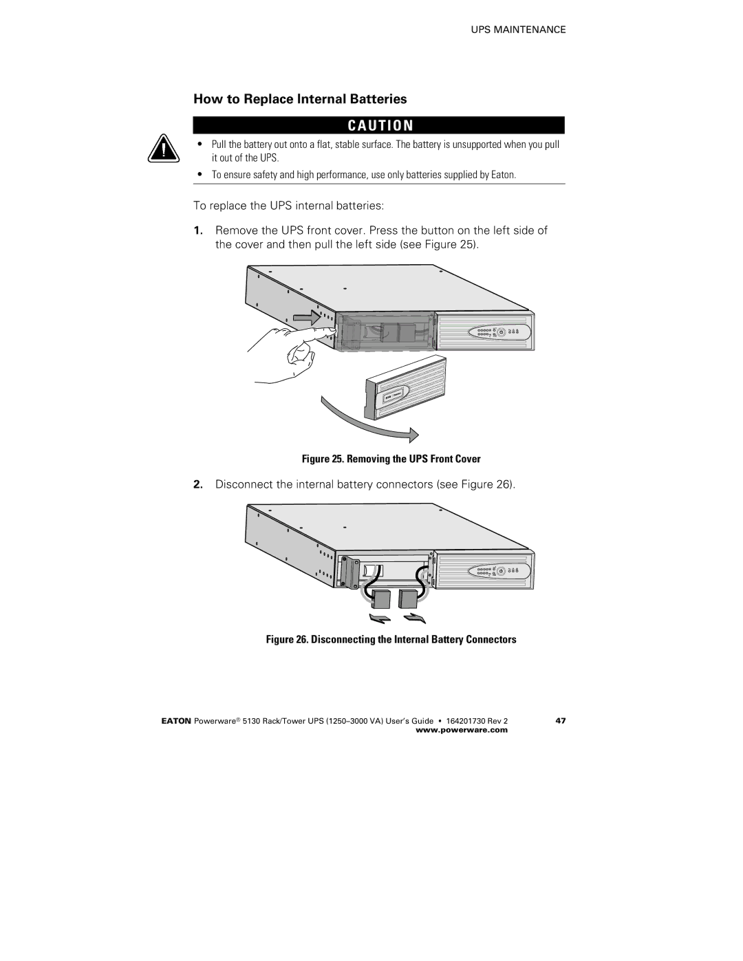 Eaton Electrical 1250-3000 VA manual How to Replace Internal Batteries 