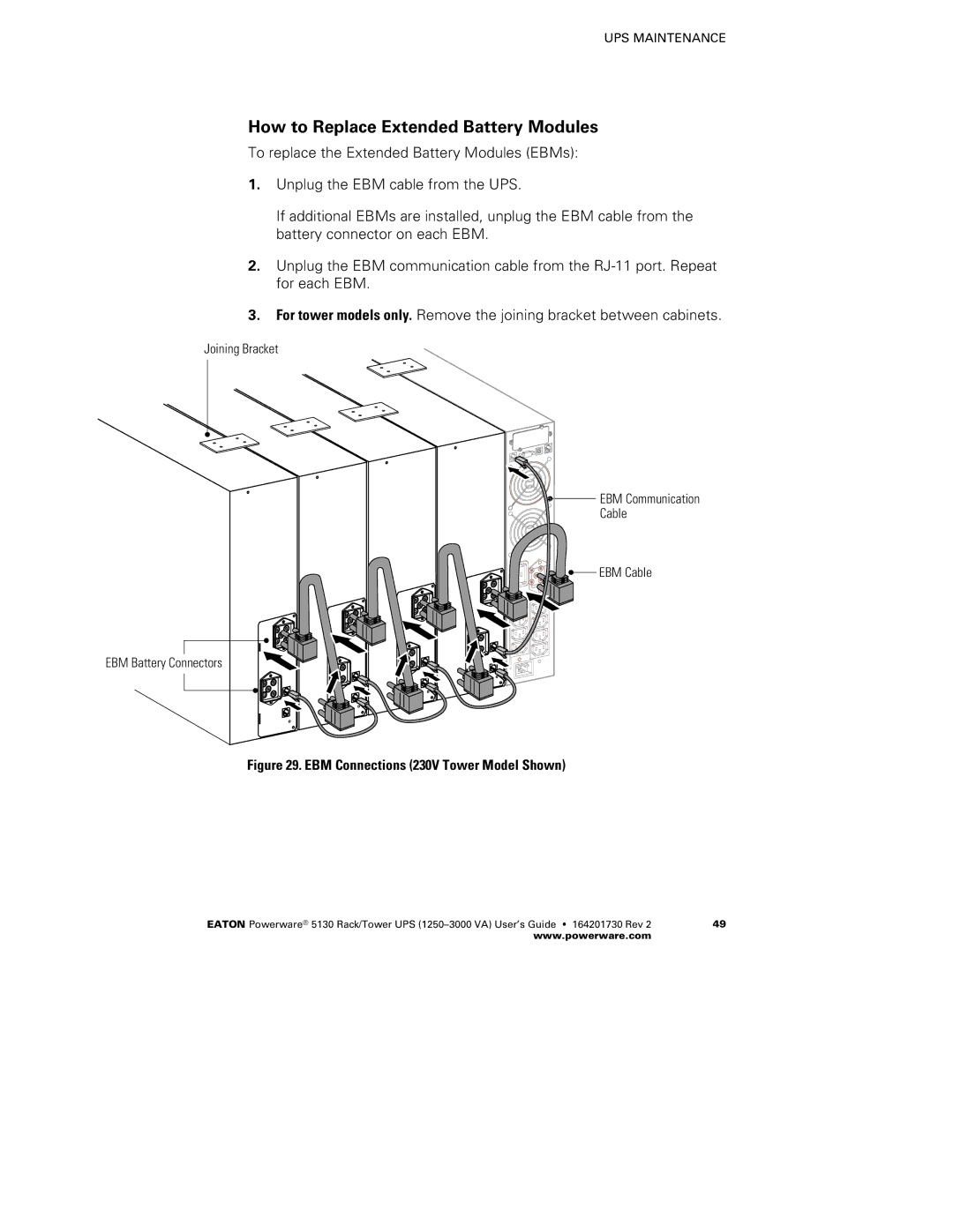 Eaton Electrical 1250-3000 VA manual How to Replace Extended Battery Modules 