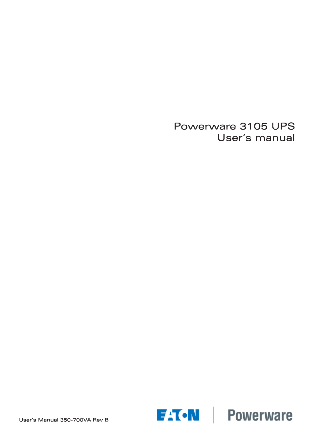 Eaton Electrical manual Powerware 3105 UPS UserÊs manual, UserÊs Manual 350-700VA Rev B 