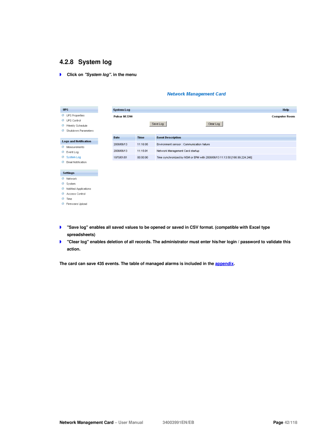 Eaton Electrical 34003991EN/EB user manual System log 