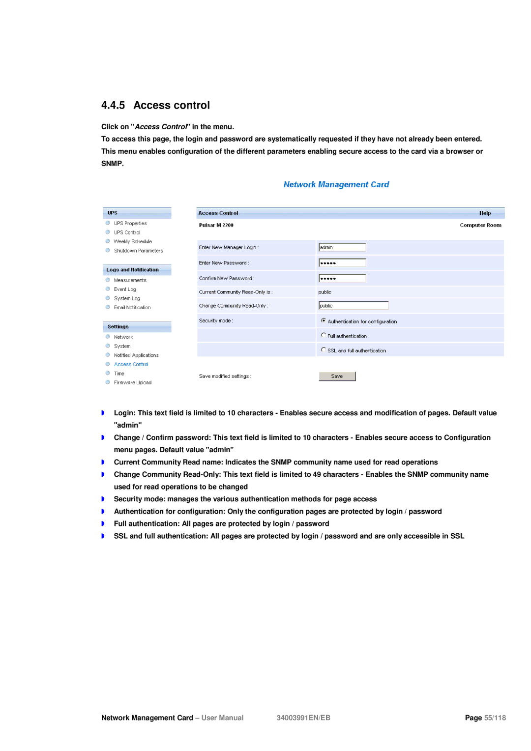 Eaton Electrical 34003991EN/EB user manual Access control, 55/118 