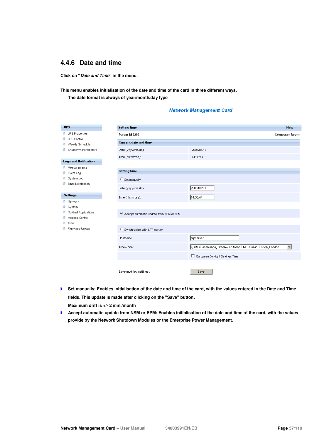 Eaton Electrical 34003991EN/EB user manual Date and time 