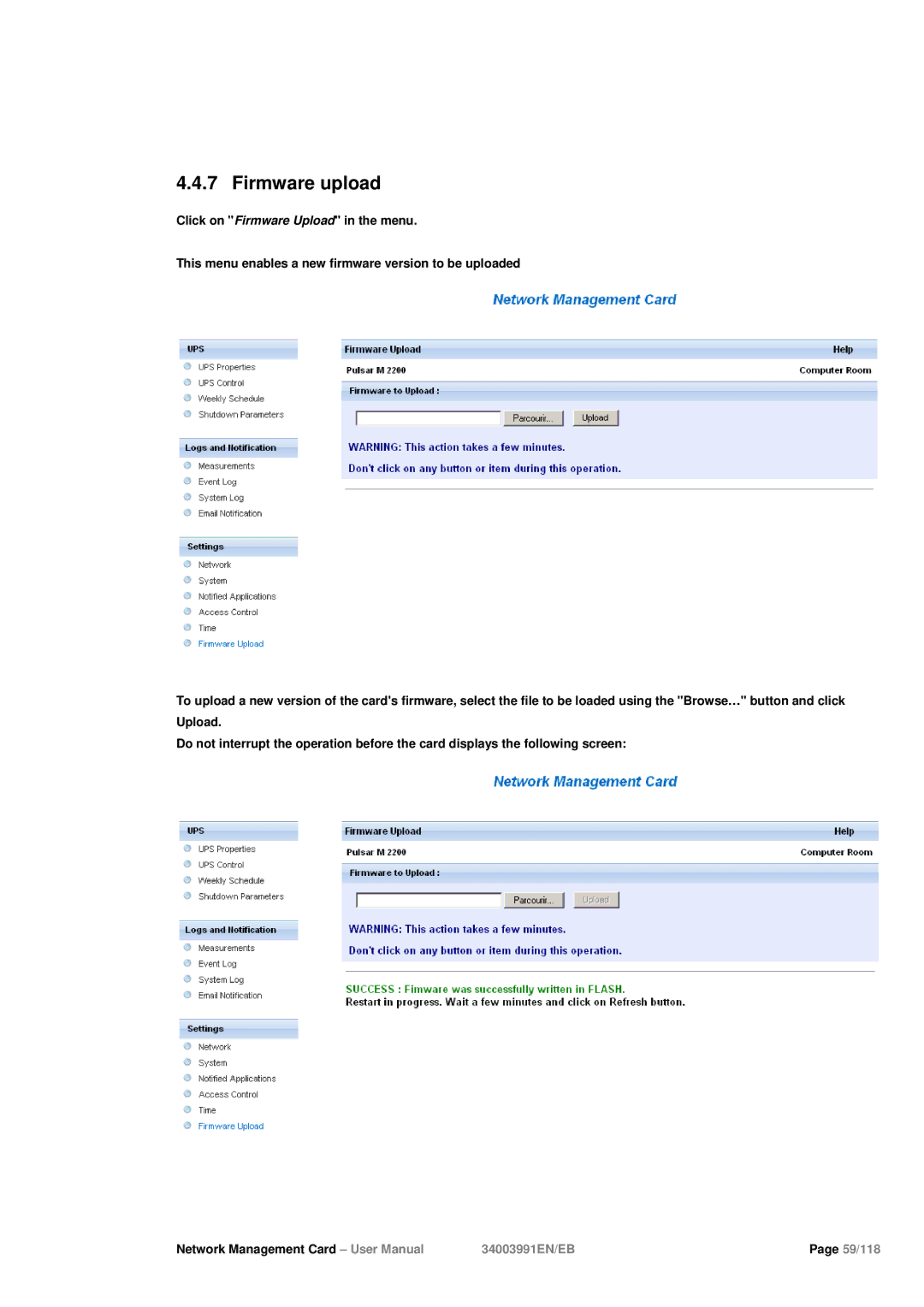 Eaton Electrical 34003991EN/EB user manual Firmware upload 