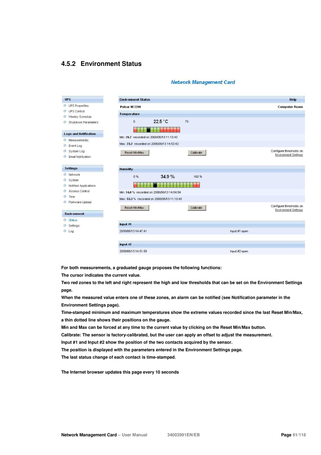 Eaton Electrical 34003991EN/EB user manual Environment Status 